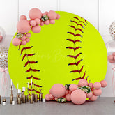 Lofaris Yellow-Green Tennis Softball Round Birthday Backdrop
